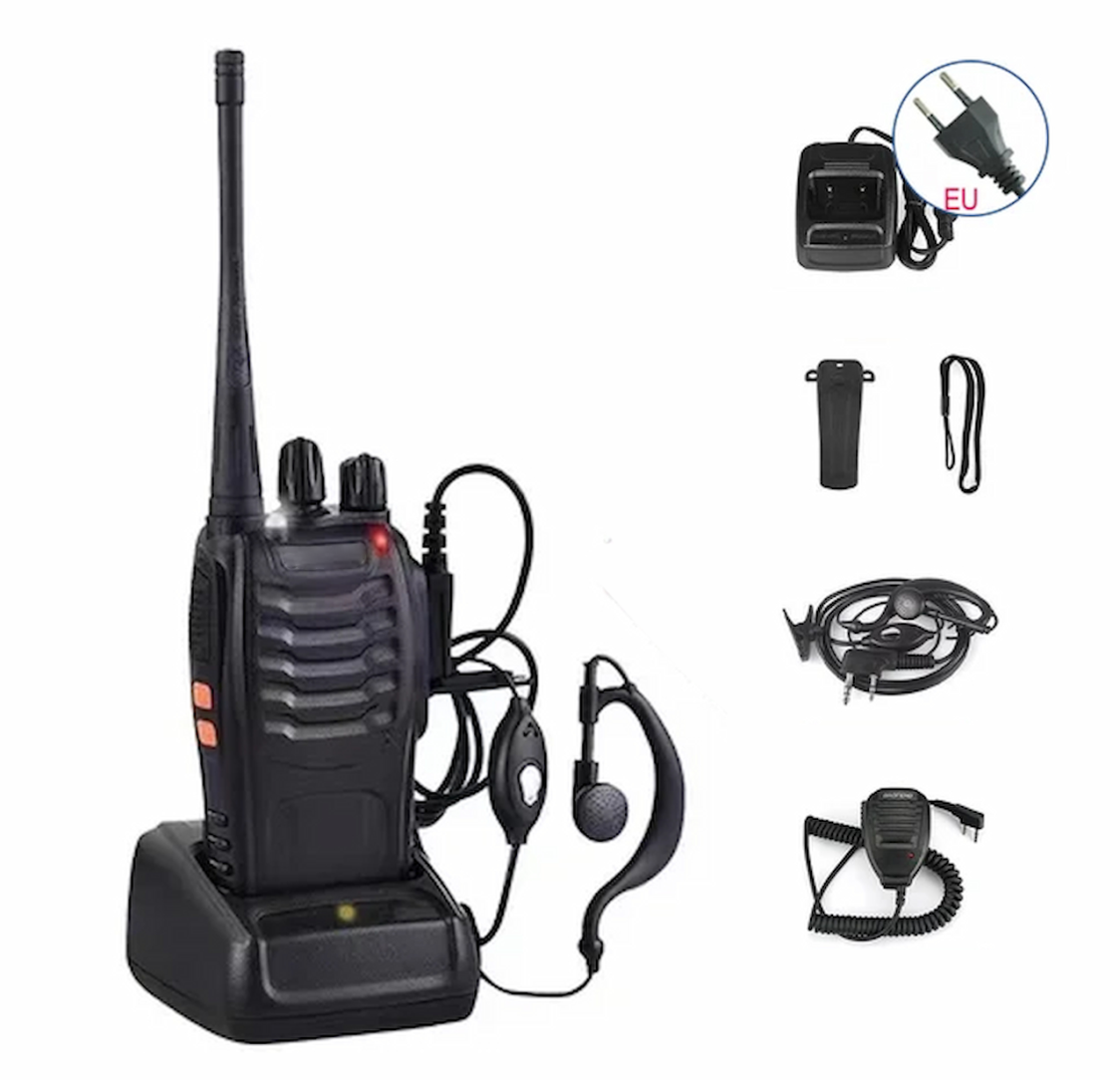 Pack de 4 Walkie Talkies portáteis com carregador UE, auricular e microfone