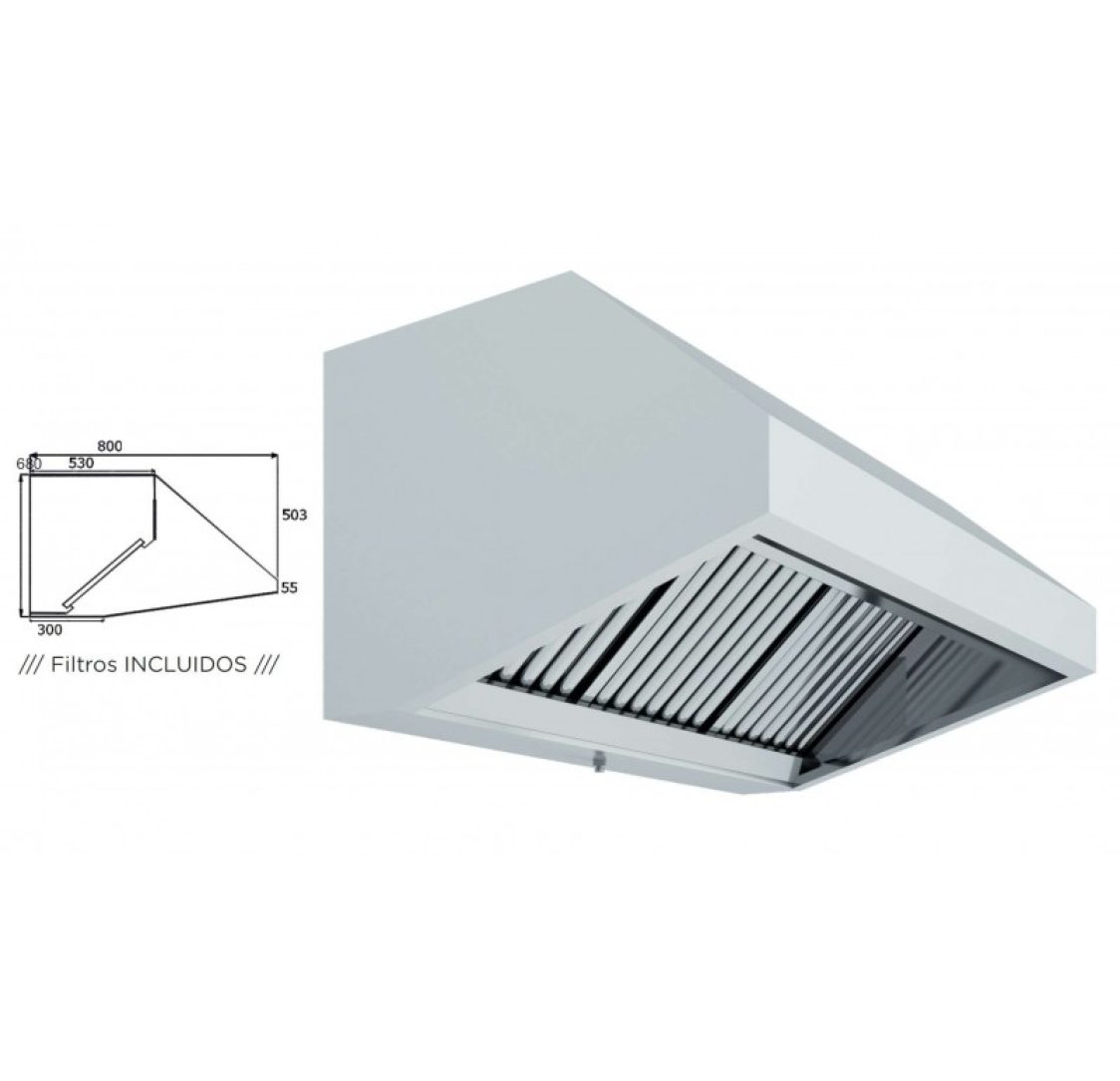 Hotte sem motor 1500x800x700mm